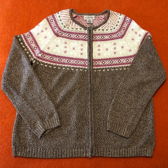 Vintage Northern Reflection cabin winter themed embellished cardigan GUC - Picture 1 of 6
